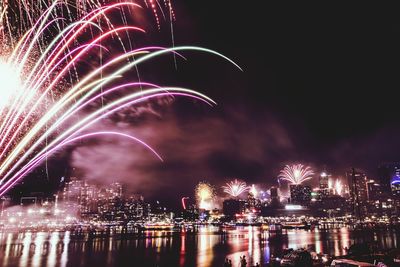 Reflection of fire crackers in river