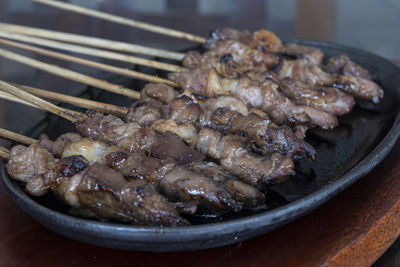 Close-up of food in plate on table