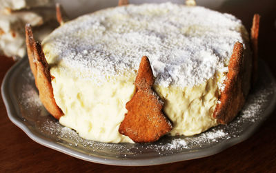 High angle view of breakfast served on table