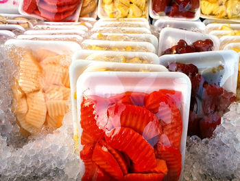 Full frame shot of ice cream for sale in market