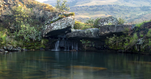 Scenic view of lake against mountains