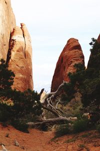 Rock formation on mountain against sky