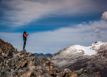 Man hiking on mountain