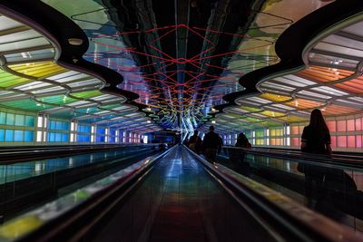 Passengers in underground passageway