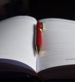 Close-up of open book on table