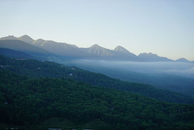Scenic view of mt yatsugatake against clear sky