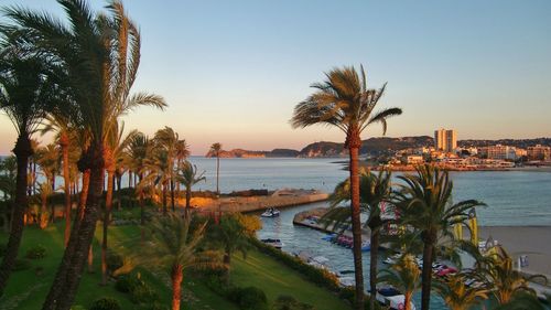 Scenic view of sea at sunset