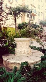 View of fountain in garden