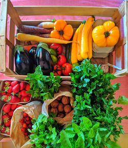 Fresh vegetables for sale at market stall