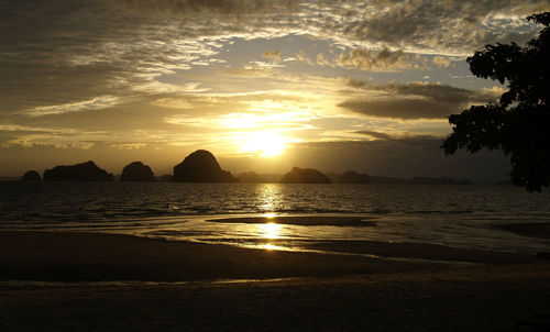 Scenic view of sea at sunset