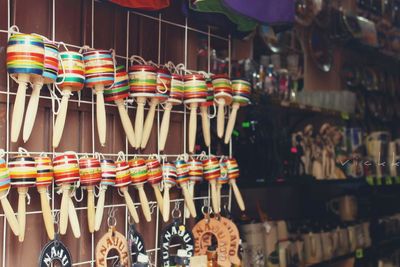 Multi colored candies in shop at market