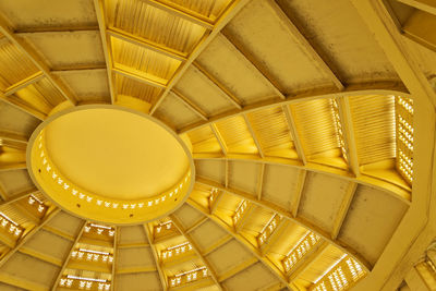 Low angle view of spiral staircase in building