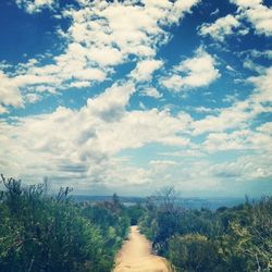 View of landscape against cloudy sky