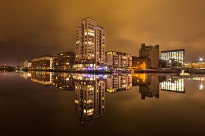 City lit up at night