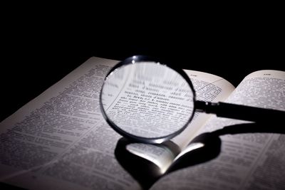 Close-up of open book on table