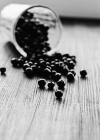 High angle view of coffee beans on table