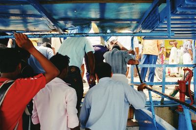 People moving out from ferry boat