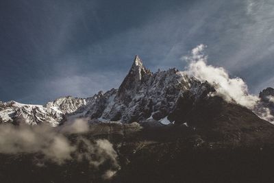 Panoramic view of snowcapped mountains against sky