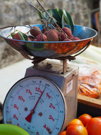 Close-up of fruits on table