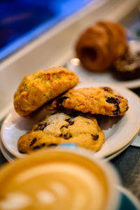 Close-up of breakfast on table