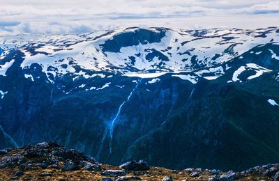 Scenic view of snowcapped mountains