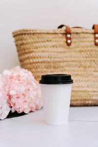 High angle view of potted plant on table
