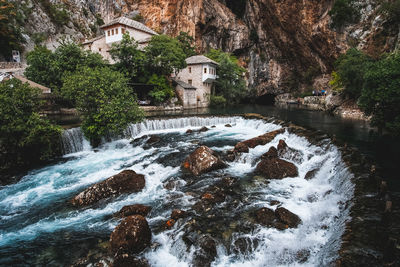 Scenic view of waterfall