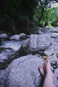 Low section of woman in water