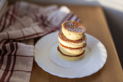 Close-up of dessert in plate on table