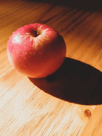 High angle view of apple on table