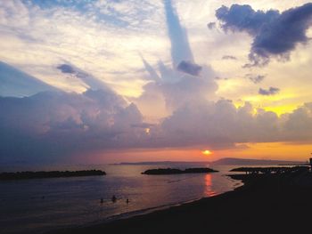 Scenic view of sea at sunset