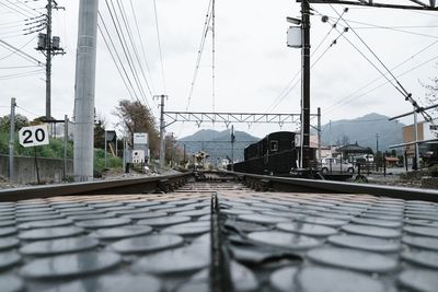 Railroad tracks against sky