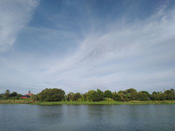 Scenic view of lake against sky