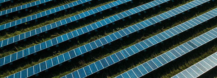 Full frame shot of solar panels on field