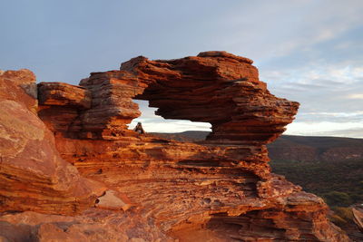 Low angle view of rock formations
