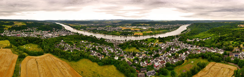 High angle view of landscape against sky