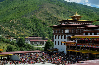 Thimpu dzong or tashichoe dzong during annual tsechu festival.