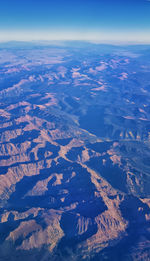 Aerial view rocky mountain landscapes on flight over colorado utah rockies wasatch front, usa.