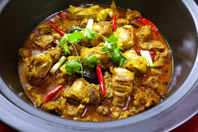 High angle view of vegetables in bowl