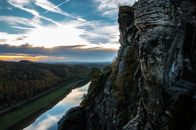 Scenic view of landscape against sky during sunset