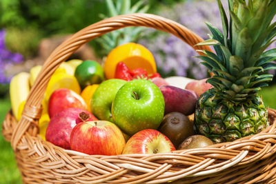 Close-up of fruits in basket