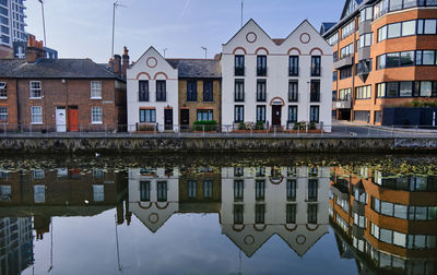 Reflection of buildings in water