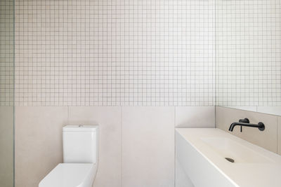 High angle view of sink in bathroom