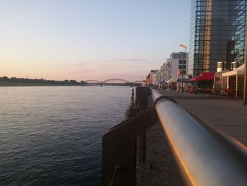 City skyline at sunset