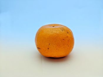 Close-up of orange fruit against white background