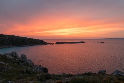 Scenic view of sea against sky during sunset