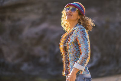 Woman looking away outdoors