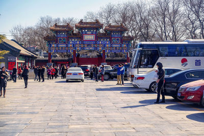 People on street in city