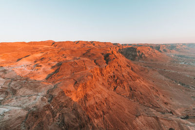 Scenic view of dramatic landscape against clear sky
