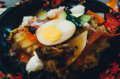 Close-up of food served in plate